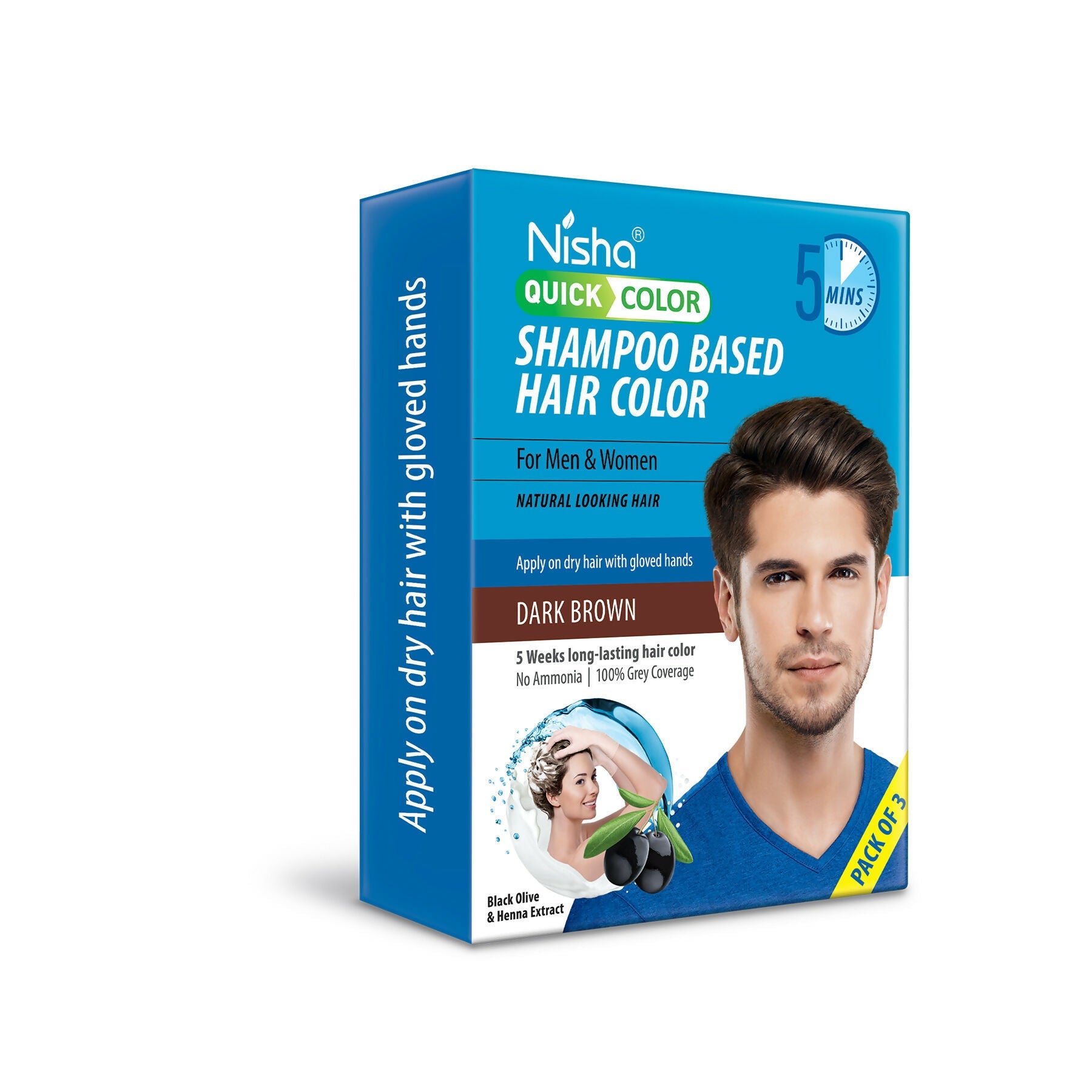 Nisha Quick Color Shampoo Hair Color,Dark Brown