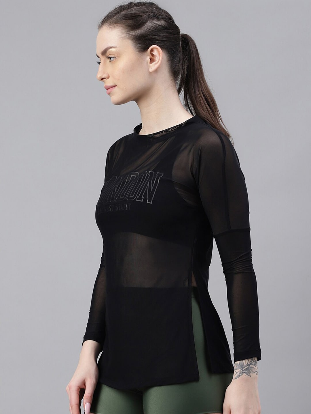 MKH Typography Printed Long Sleeves Dri-FIT Relaxed Fit Sports T-shirt