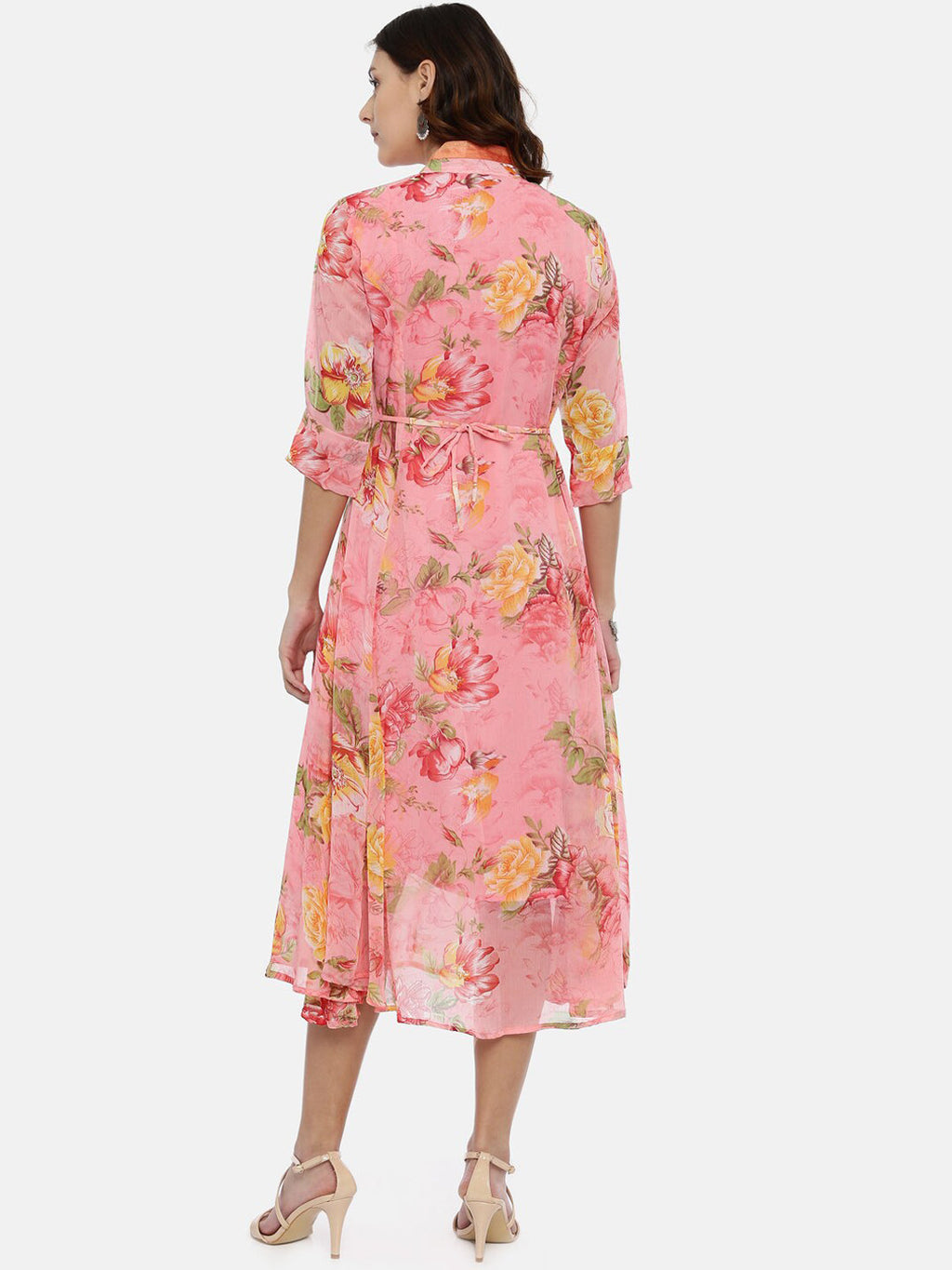 Souchii Women Pink Floral Printed A-Line Dress