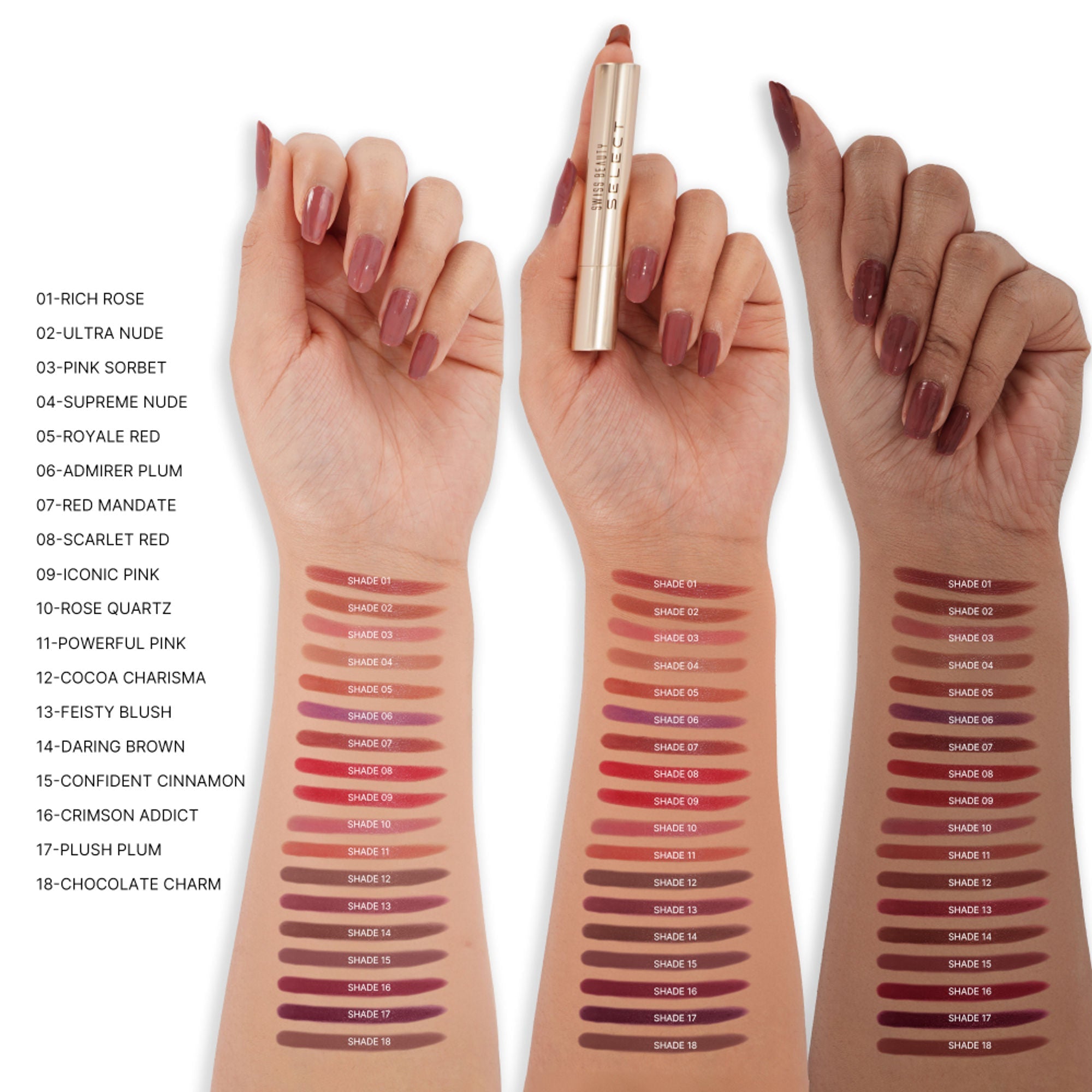 Swiss Beauty Select High On Shine Lipstick - Daring Brown