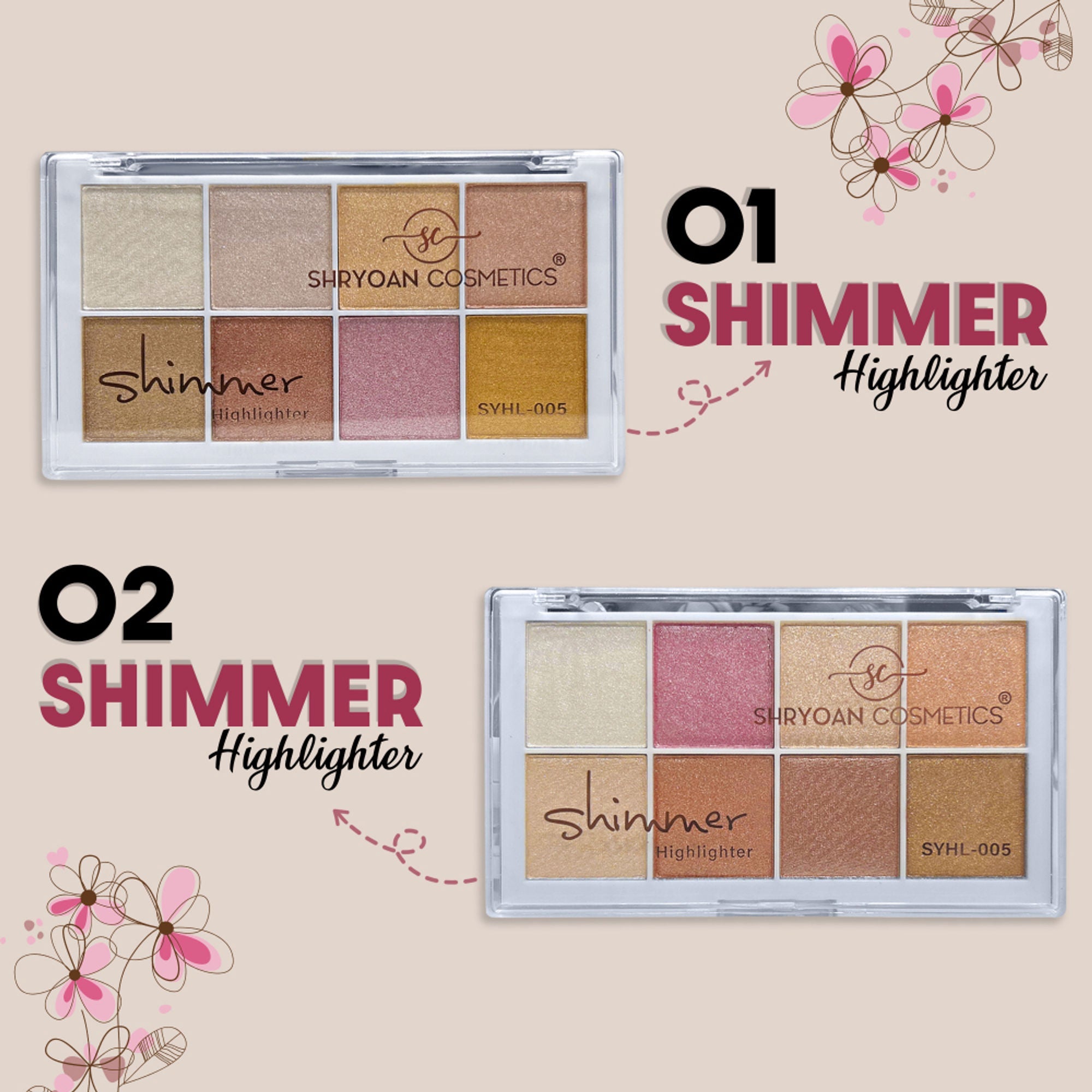 Shryoan Shimmer Highlighter Powder - Multicolored - 2