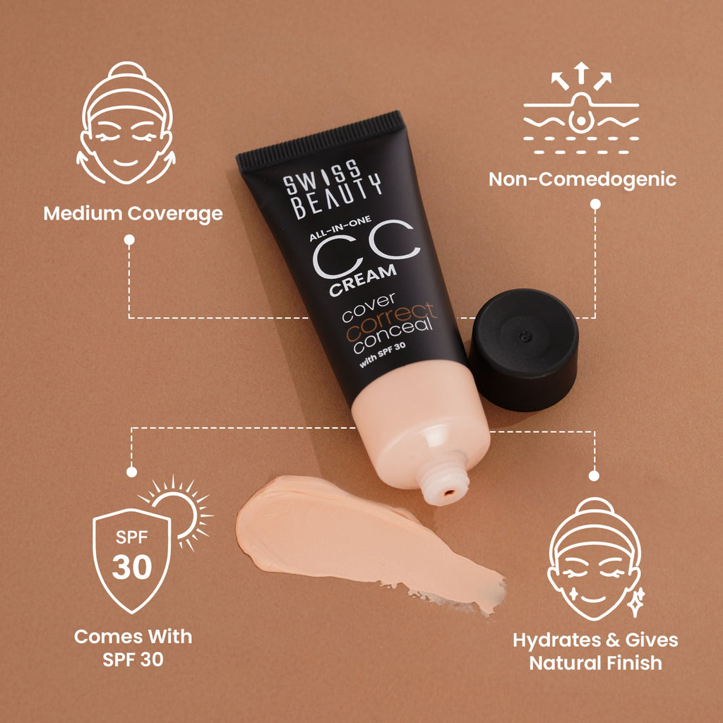 Swiss Beauty All-In-One CC Cream Cover Correct & Conceal - 04 Light Beige