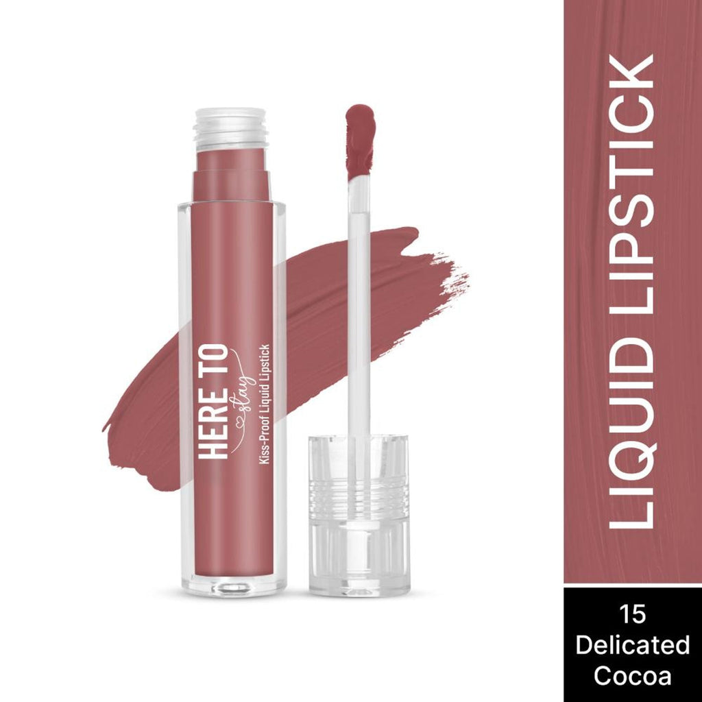 Swiss Beauty Select Here To Stay Kiss Proof Liquid Matte Lipstick With Vitamin E - 15 Delicated Cocoa