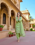 Teeya Creation Pista Color Natural Creap Silk Designer Fancy Party Wear Salwar Suit