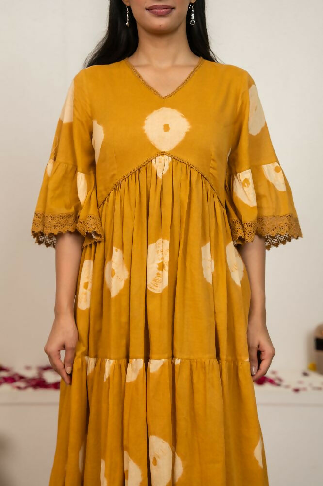 Joban Fashion Musard Yellow Tie & Dye Cotton Suit Set