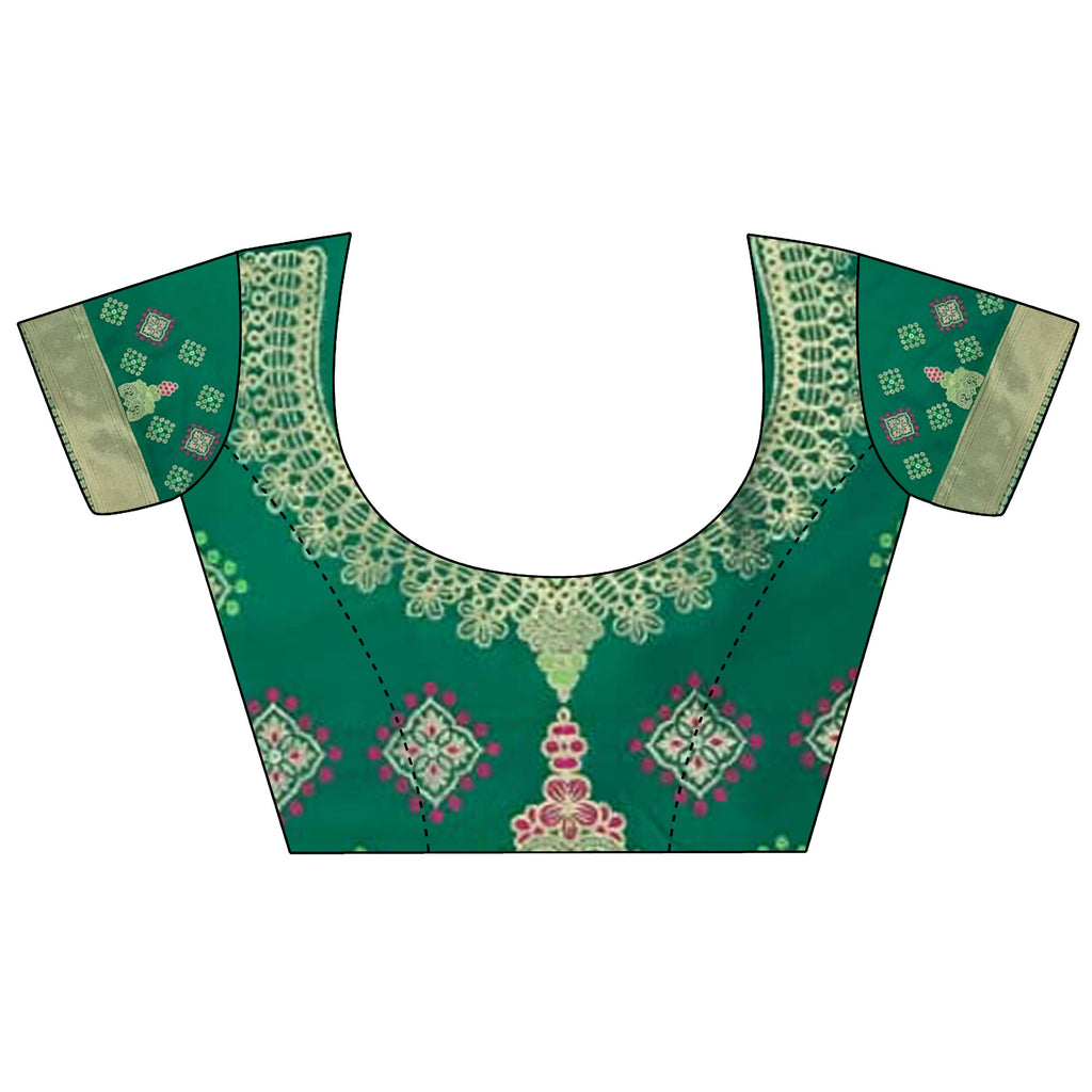 Joban Fashion Bottle Green Butti Motifs Soft Silk Patola Saree