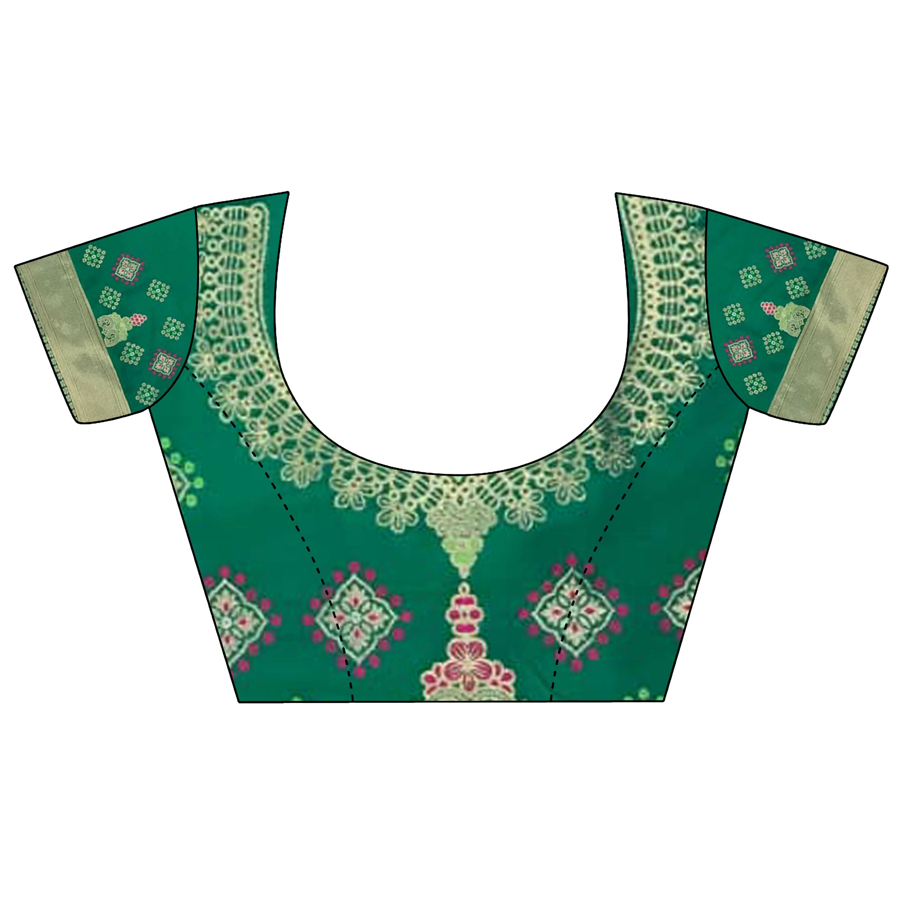 Joban Fashion Bottle Green Butti Motifs Soft Silk Patola Saree