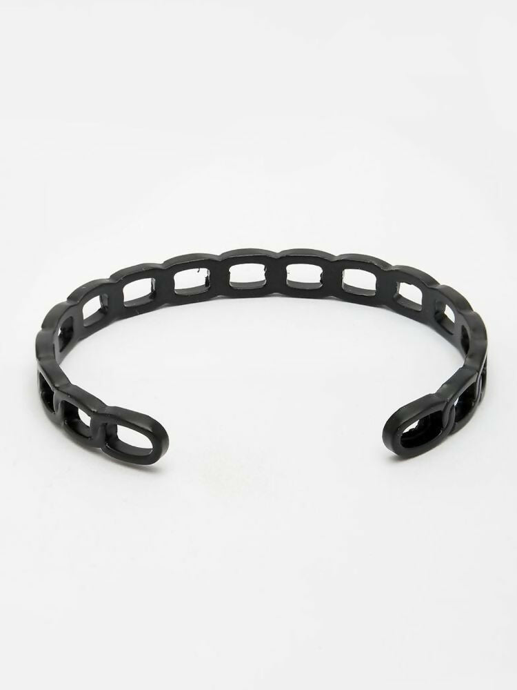 NVR Men's Rhodium Plated Cuff Bracelet
