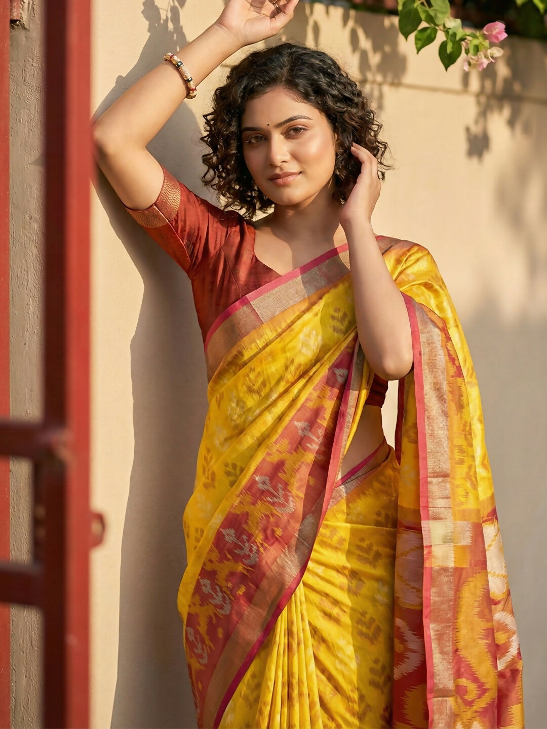 Shree Shyam Fashion Yellow Pochampally Silk Saree