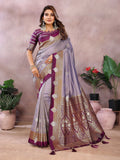 Aastha Fashion Lavender Silk Sarees Weaving Saree