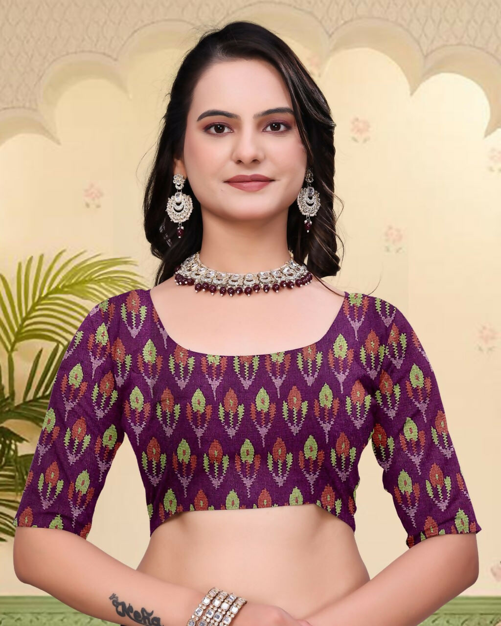 Prime Volt Mal Cotton Purple Ethnic Printed Saree with Designer Blouse Piece