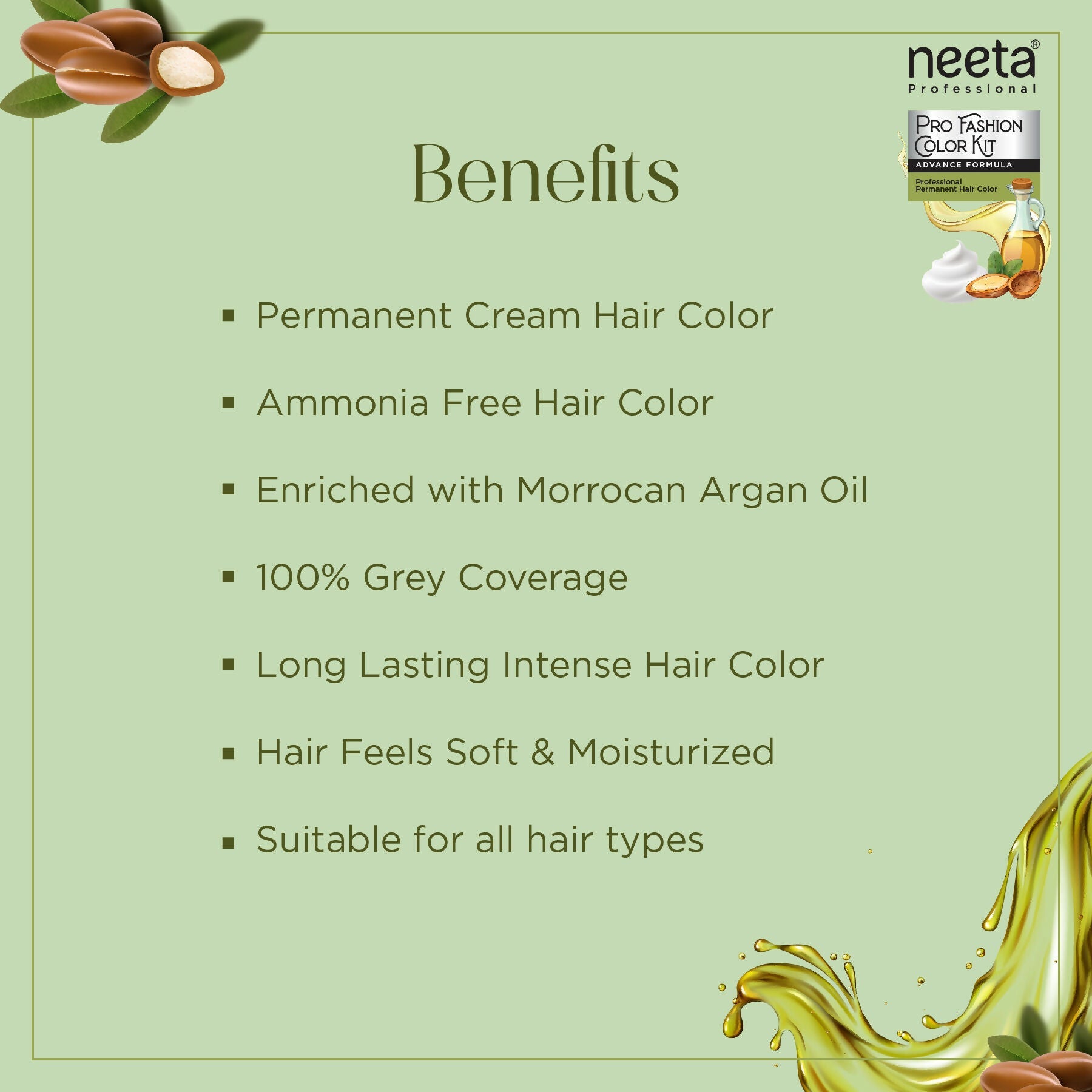 Neeta Professional Fashion Color Kit Permanent Hair Color Burgundy 3.16