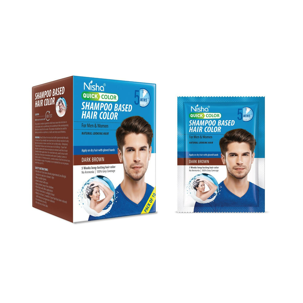 Nisha Quick Color Shampoo Hair Color,Dark Brown