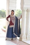 Joban Fashion Maroon Kurta Set Silk Sequins , Zari, Coding & Thread Embroidered work