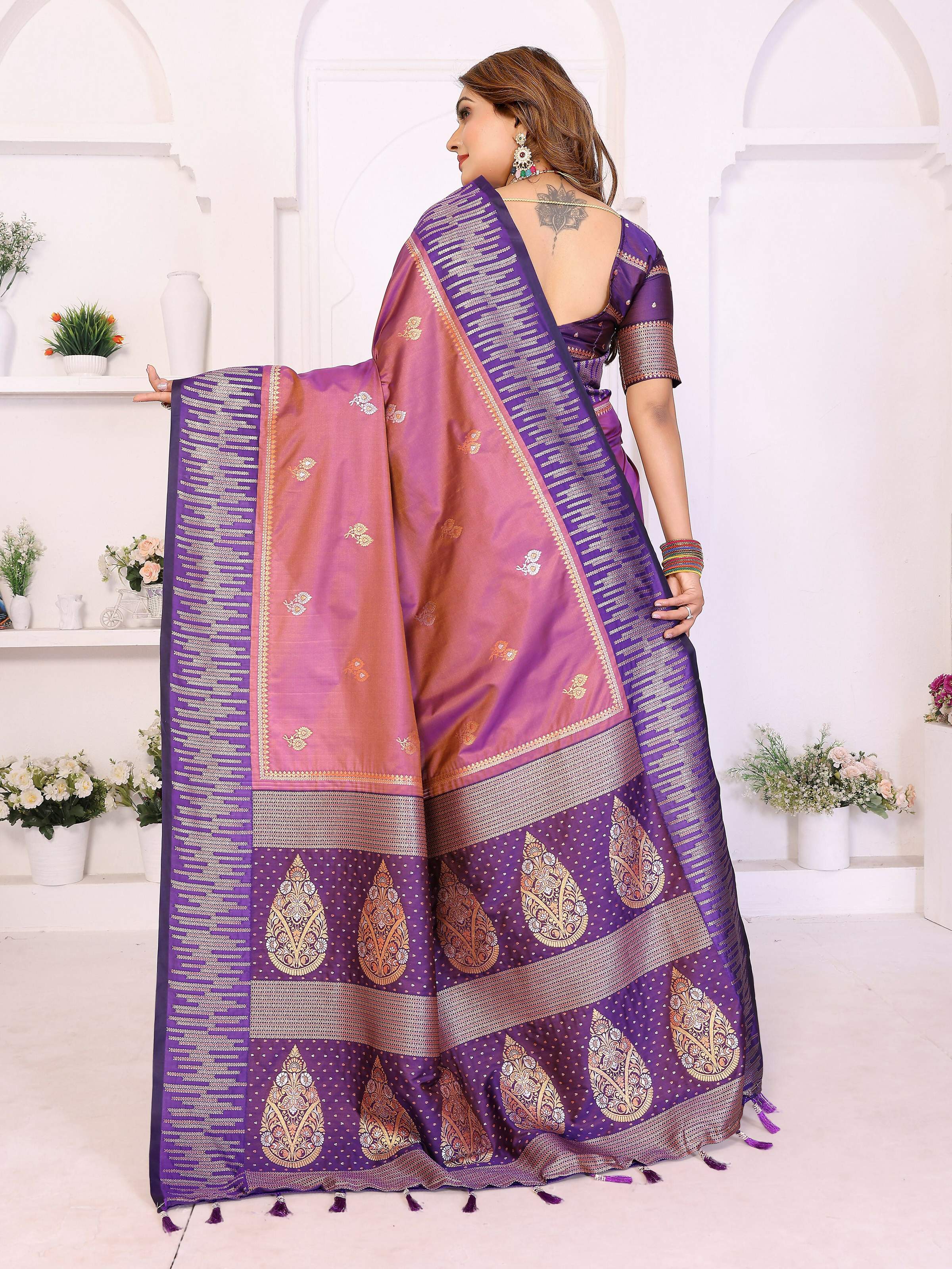 Aastha Fashion Purple South Soft Silk Zari Weaving Saree