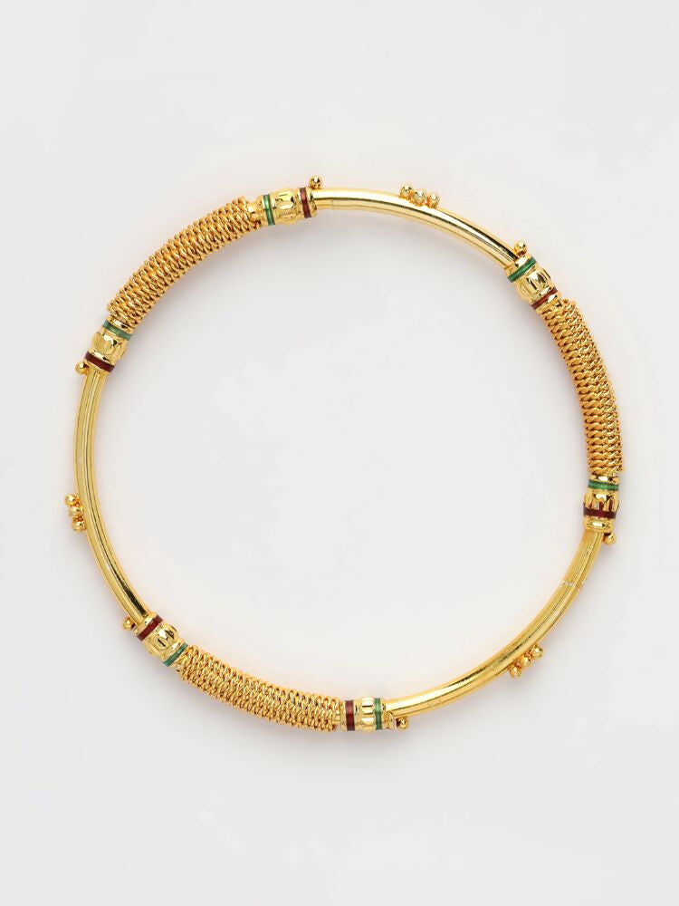 NVR Women Set of 2 Gold Plated Handcrafted Traditional Bangle