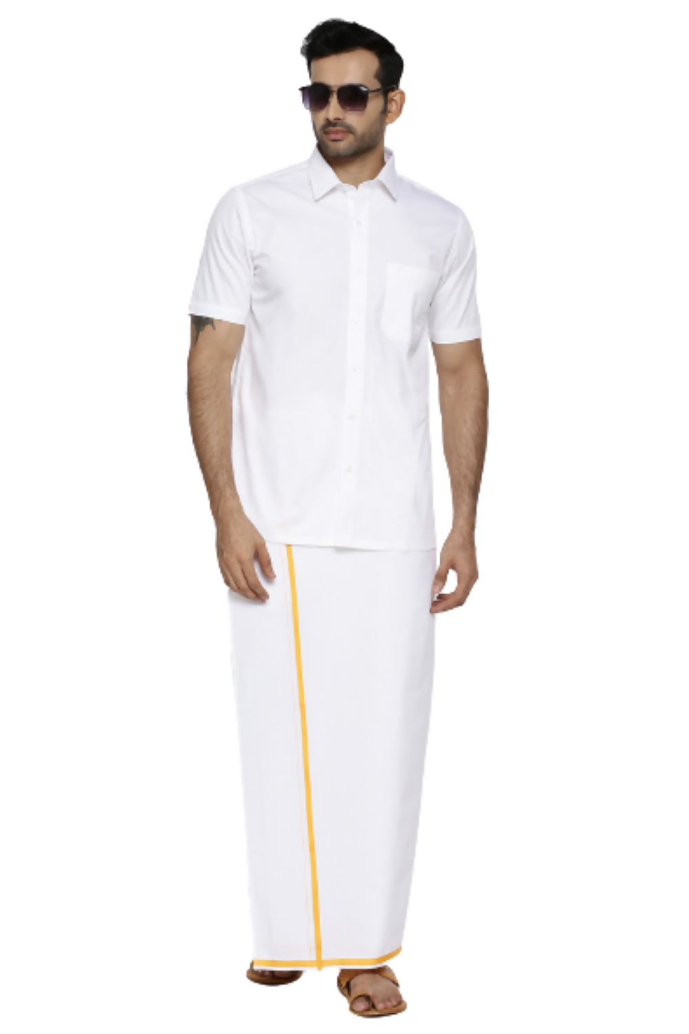 Ramraj Cotton Mens Half Sleeve Formal 100 % Cotton White Shirt