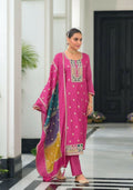 Teeya Creation Pink Color Chinon Silk Embroidery Work Wedding Wear Designer Salwar Suit