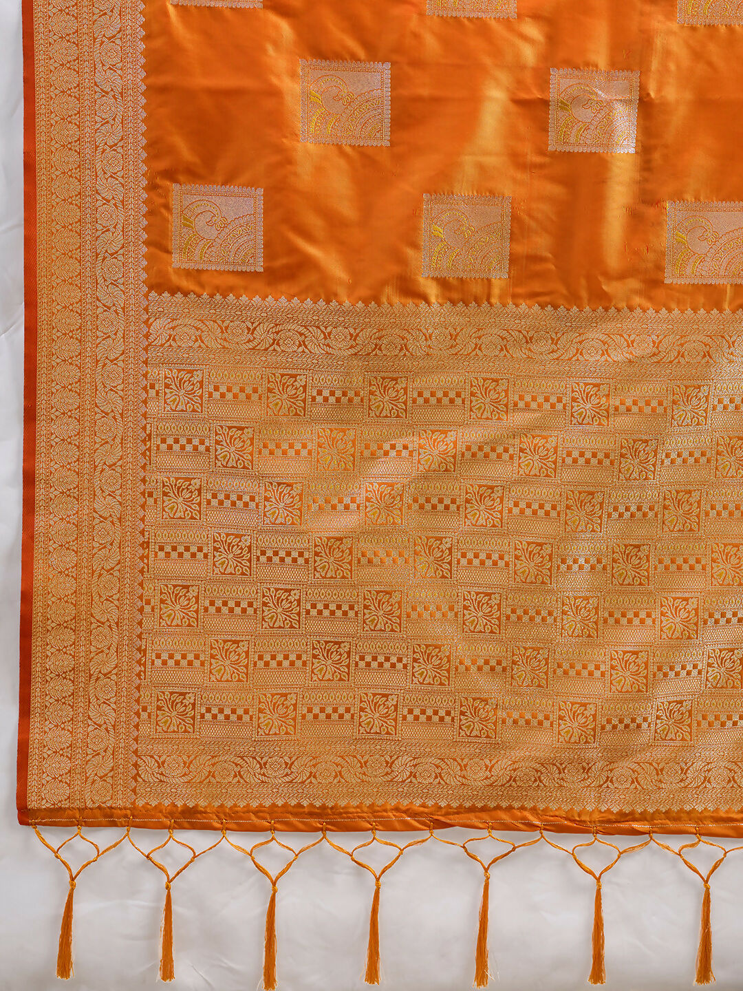 Shree Shyam Fashion Orange Silk Blend Saree
