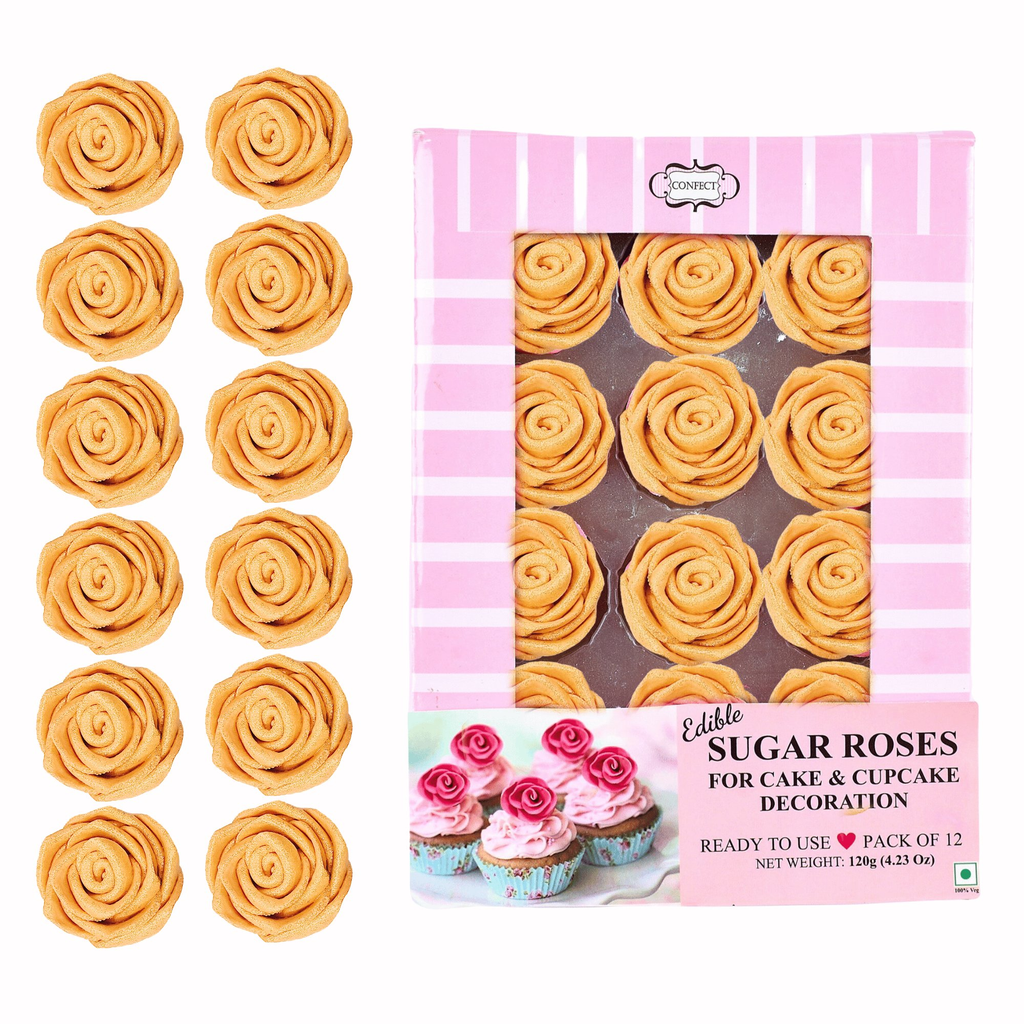 Confect Gold | Edible Metallic Sugar Roses Topper