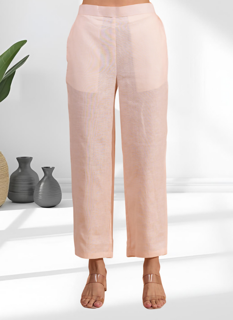 Joban Fashion Pink Linen Embroidered Readymade Cord Set