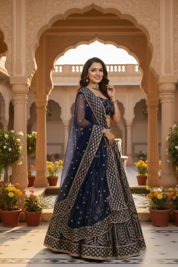Lehenga Mart Designer Indian Wedding Lehenga Choli-Blue