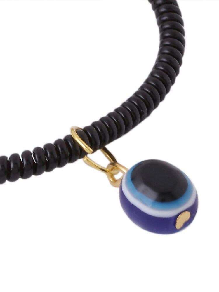 NVR Black Evil Eye Spring Ring Bracelet for Men & Women