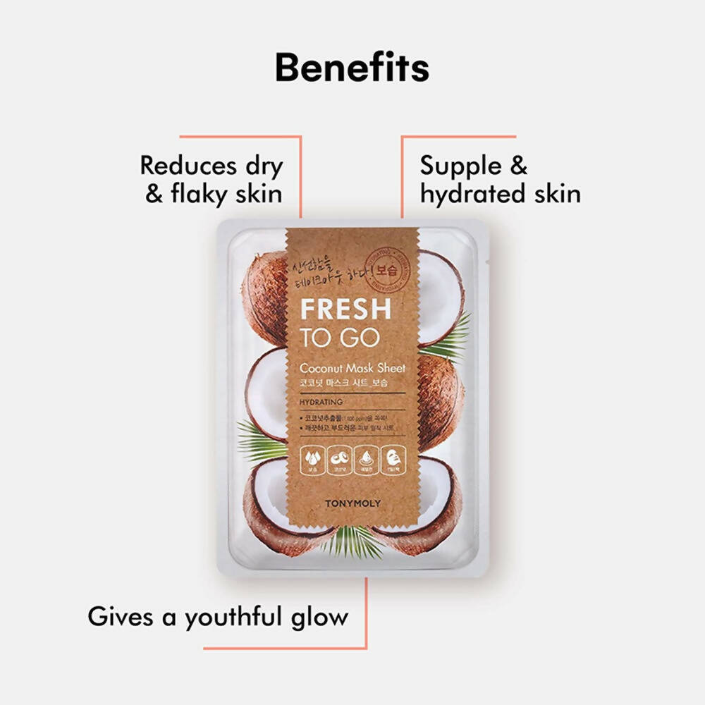 Tonymoly Fresh To Go Coconut Mask Sheet Hydrating - Korean Skincare