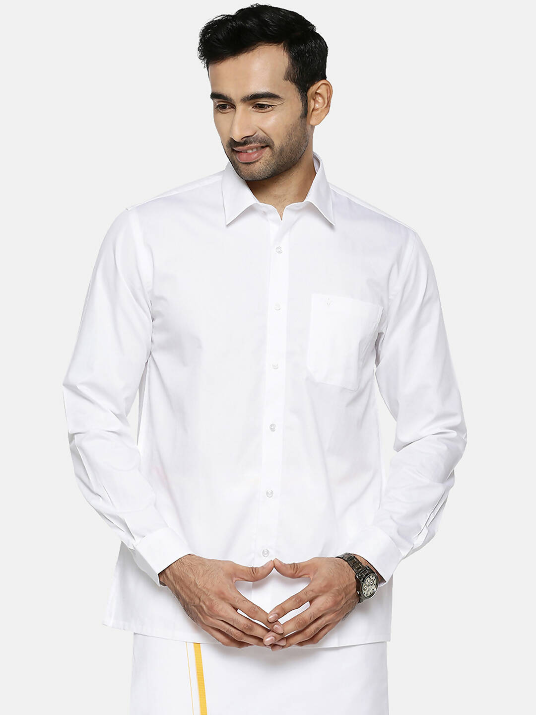 Ramraj Cotton Mens Full Sleeve White Shirt Plus Size
