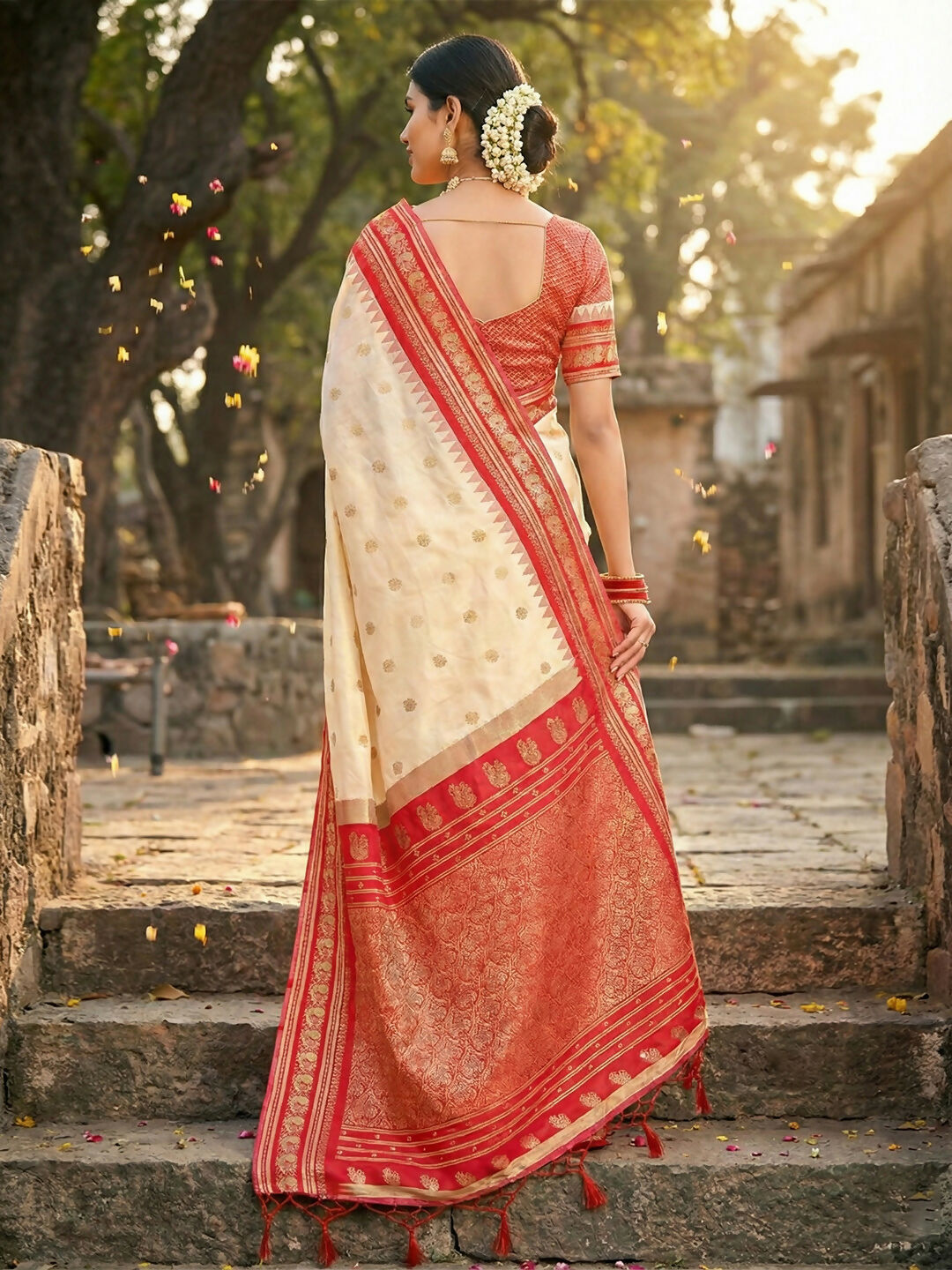 Shree Shyam Fashion Cream Soft Silk Saree