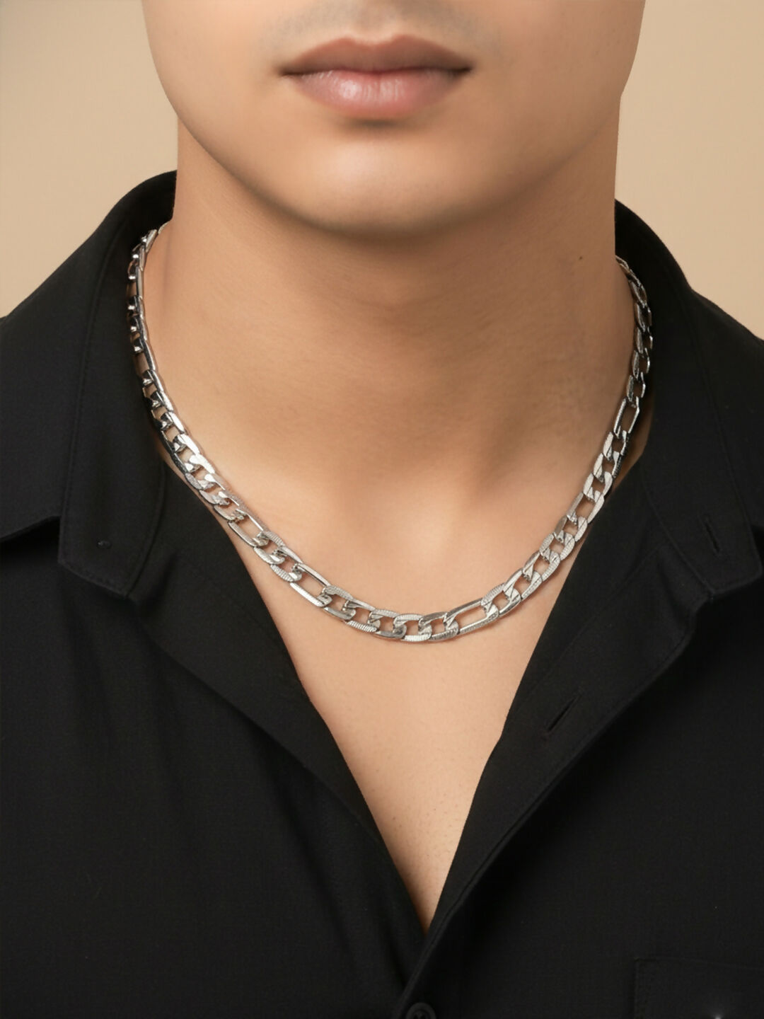 NVR Men's Silver Toned Stainless Steel Chain