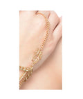 Gold-Polished Alloy Designer Hand Harness Bracelet - The Pari