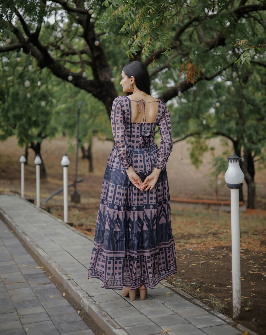 Aayaa Pure Chanderi Gown With Heavy Digital Print - Multi Color