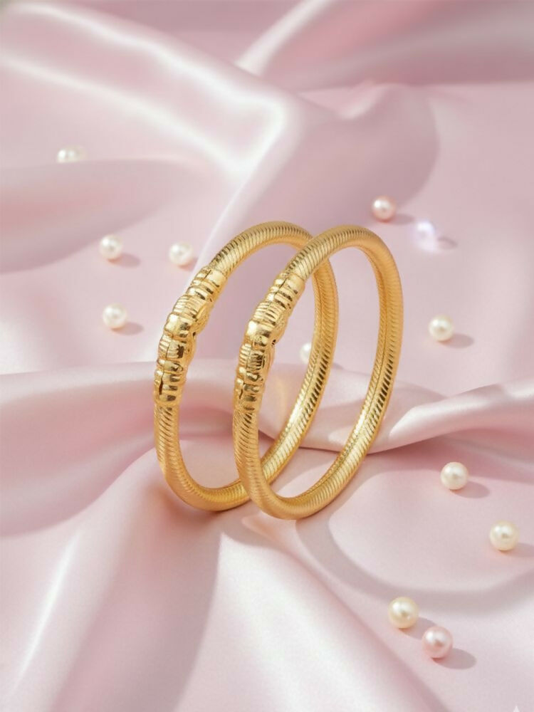 NVR Women Set of 2 Gold Plated Traditional Kada Bangle
