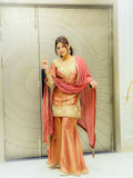 Teeya Creation Goldern Fendy Silk Embroidery Work Designer Wedding Wear Palazzo Suit