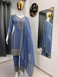 Teeya Creation Lavender Color Faux Georgette Embroidery Work Party Wear Salwar Suit
