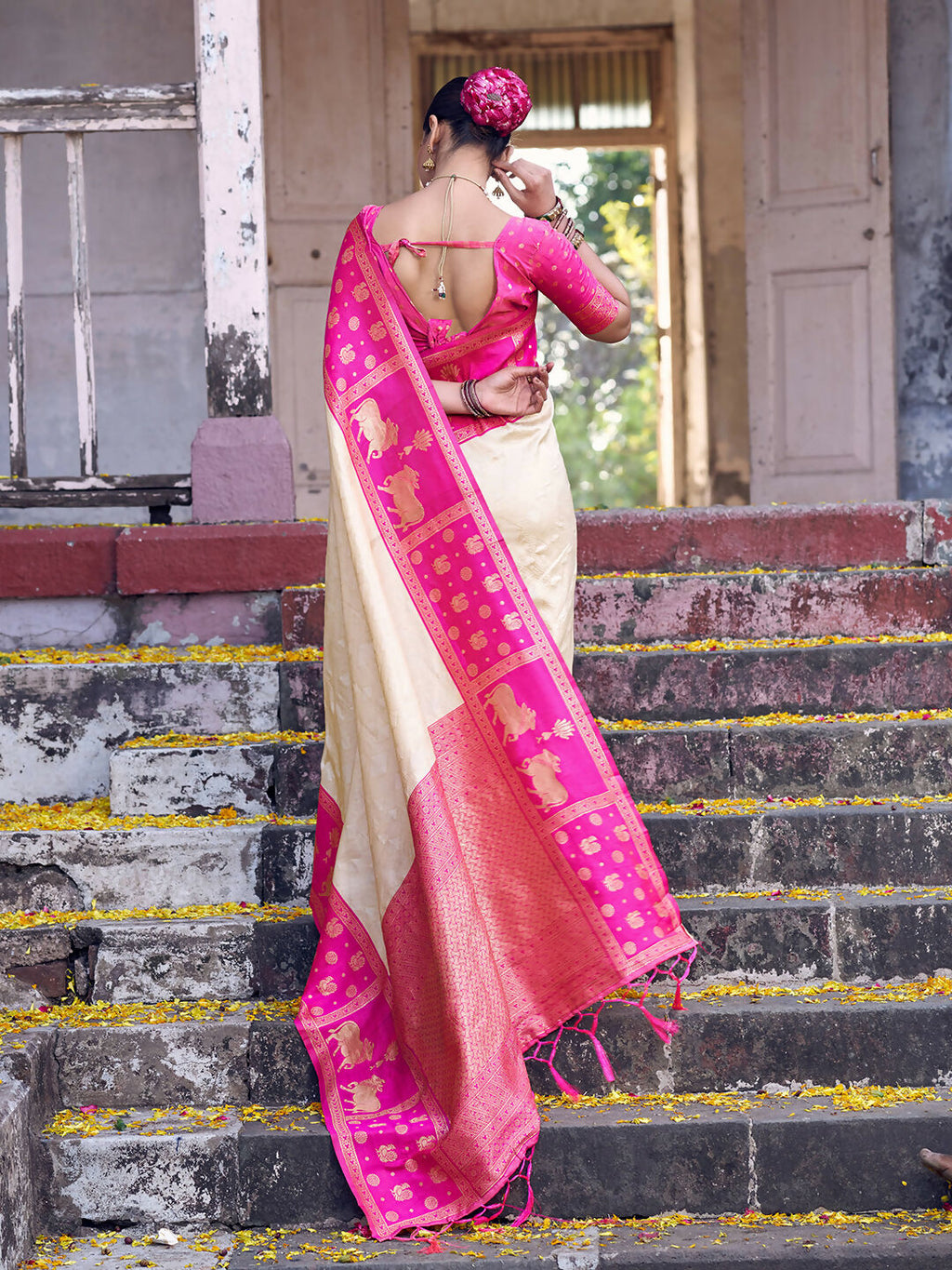 Shree Shyam Fashion Cream Soft Silk Saree