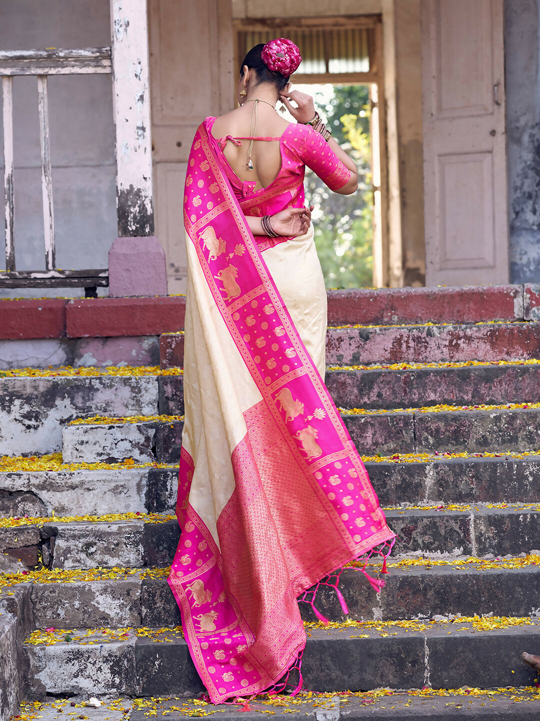 Shree Shyam Fashion Cream Soft Silk Saree