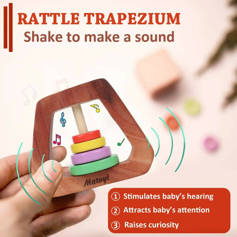Matoyi Trapezium Wooden Baby Rattle