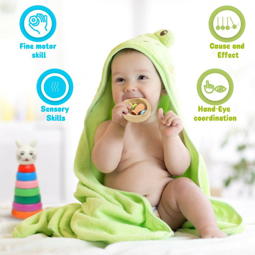Matoyi Wooden Baby Rattle Cum Teether