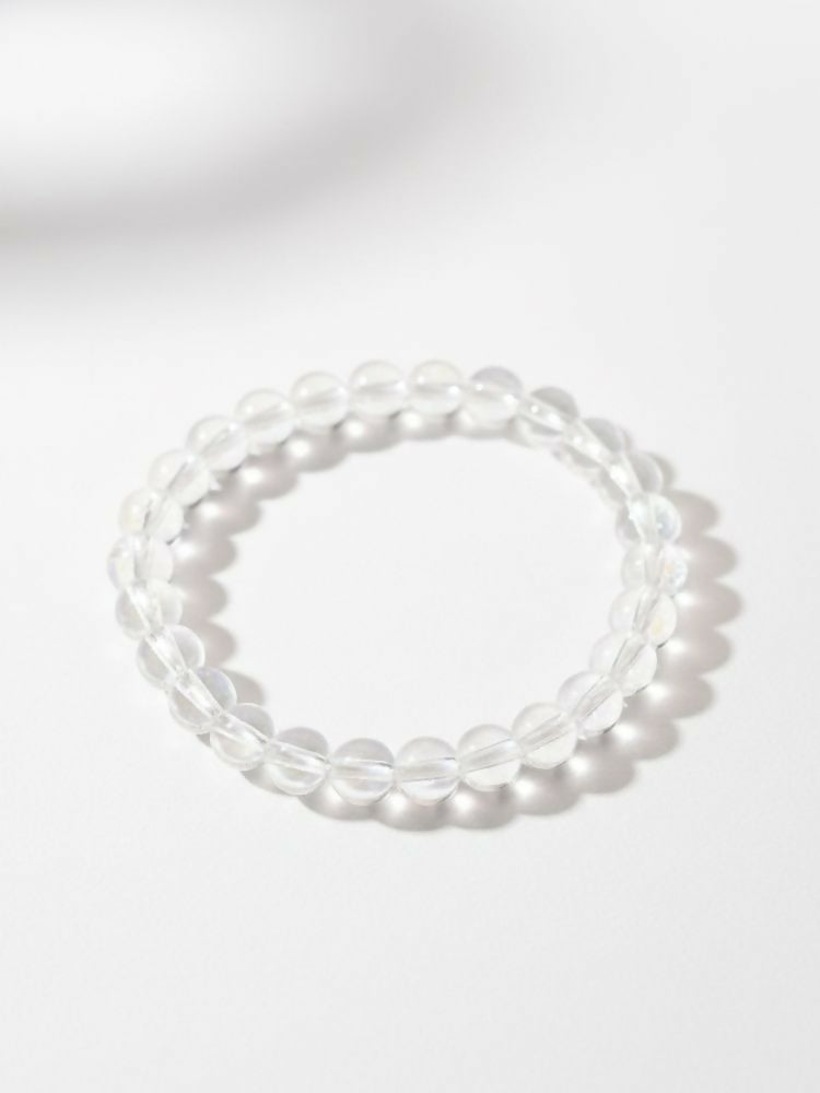 NVR White Crystal Beaded Bracelet for Men & Women