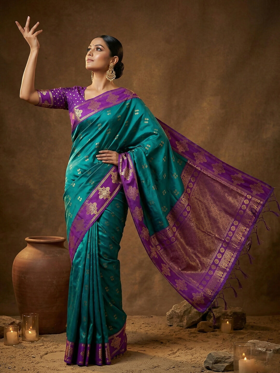 Shree Shyam Fashion Teal Green Soft Silk Saree