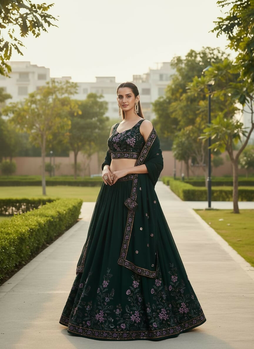 Lehenga Mart Designer Indian Wedding Lehenga Choli-Green