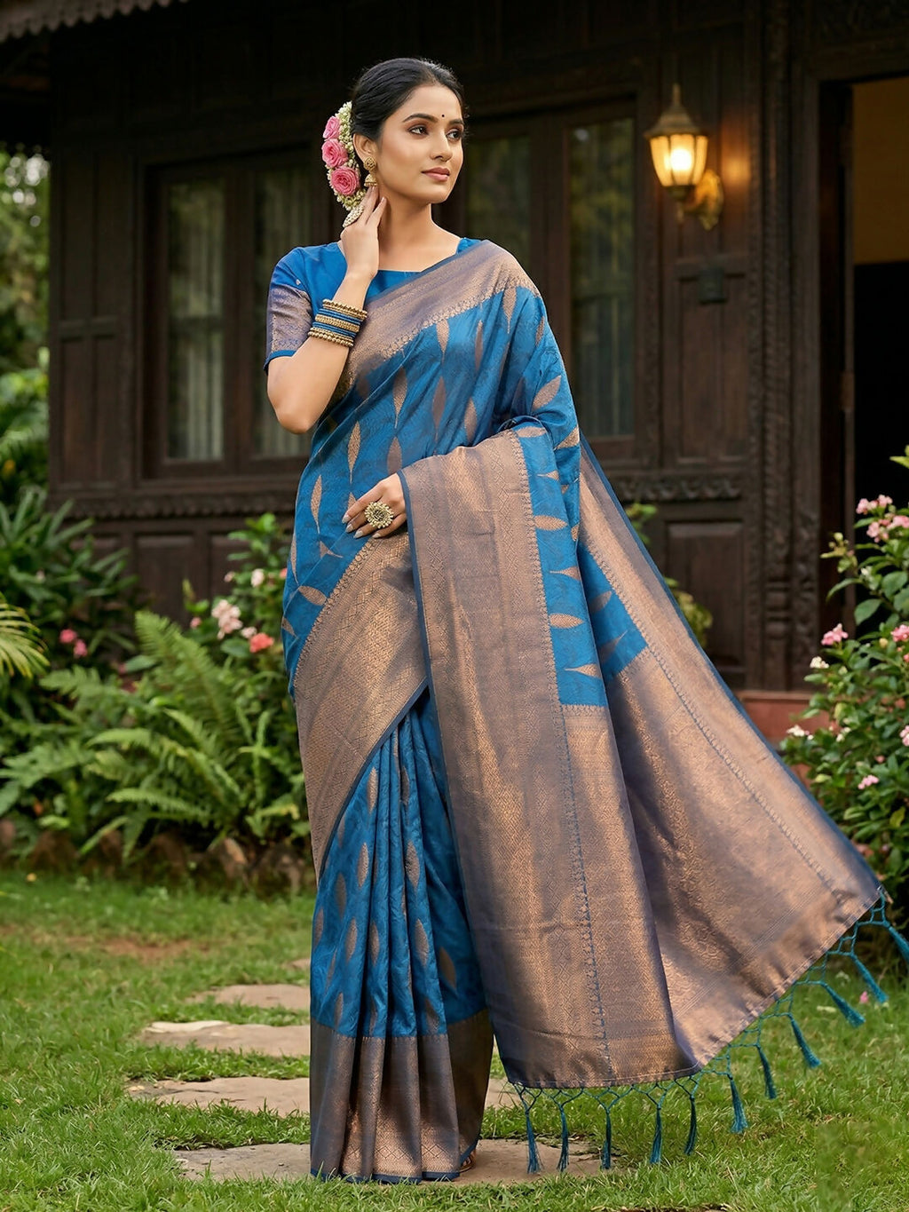 Shree Shyam Fashion Blue Silk Blend Saree