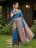 Shree Shyam Fashion Blue Silk Blend Saree