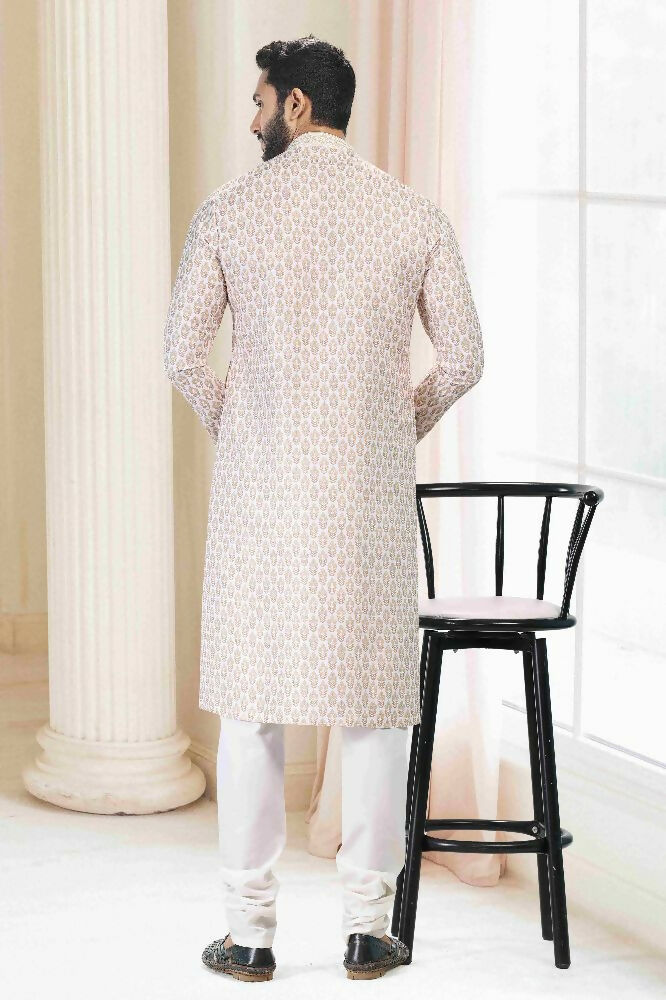 Raivat Ethnic Cotton Thread Work Kurta Pajama In Yellow Colour