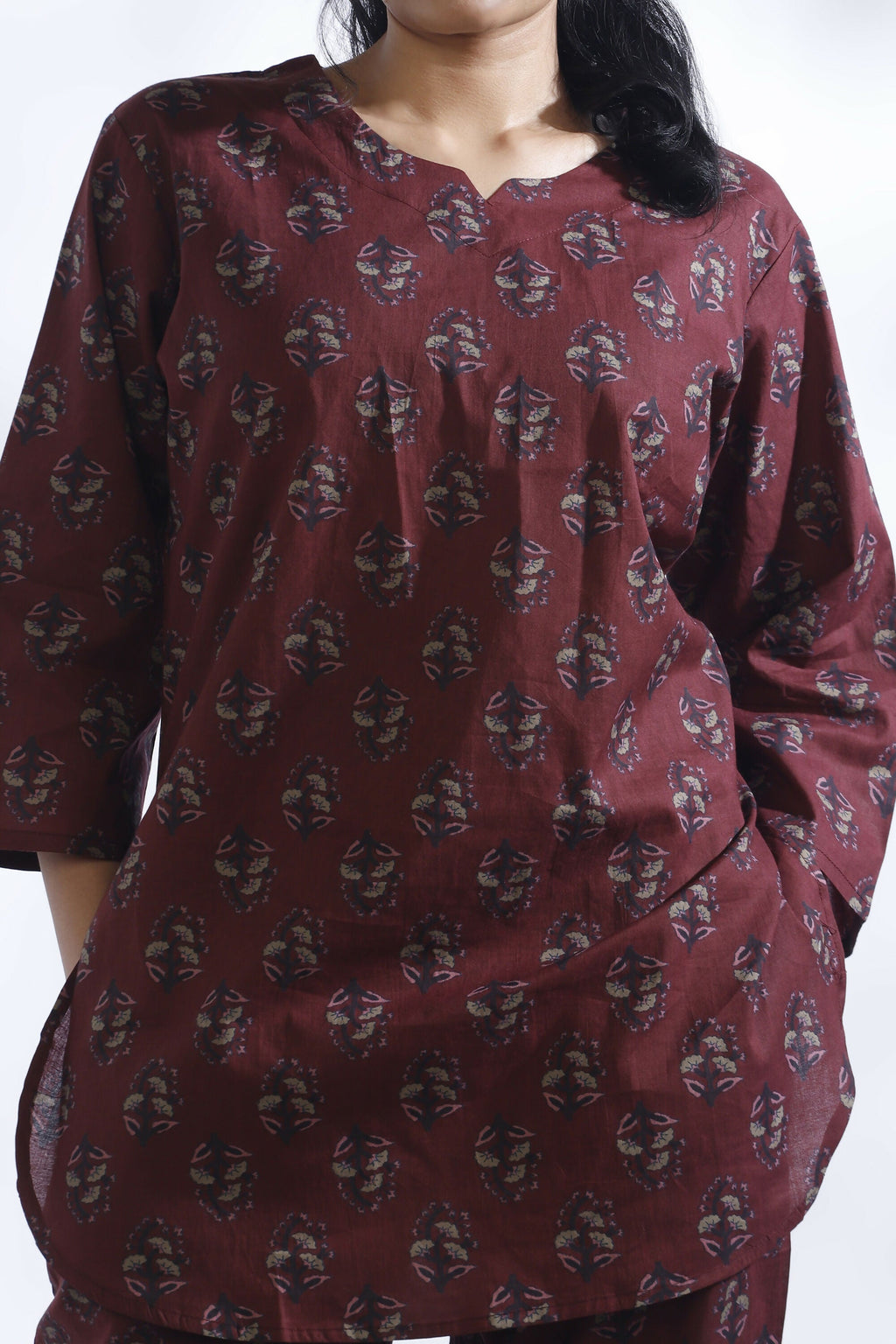Breathables Butta Print Cotton Co-Ord Set – Wine