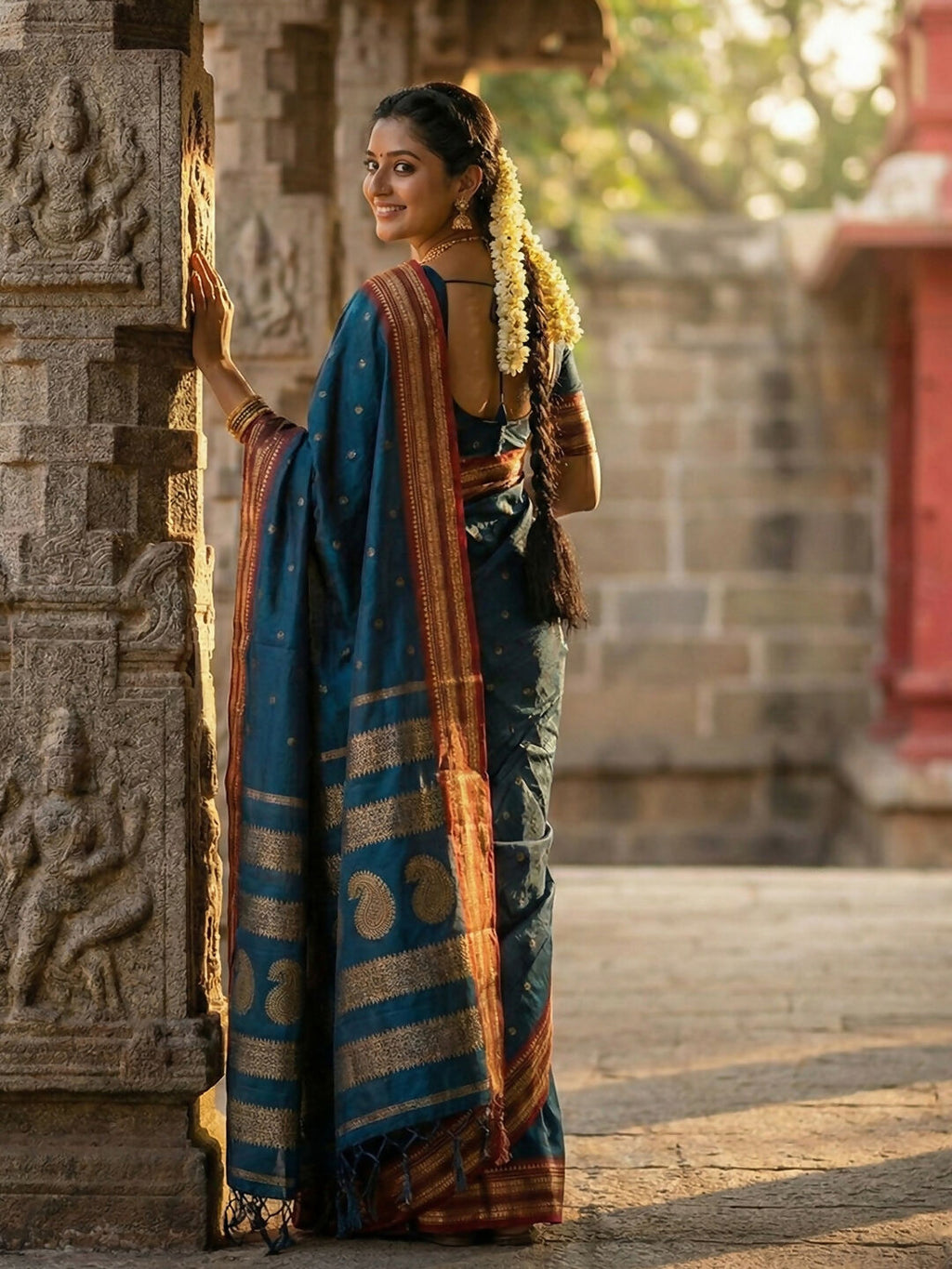 Shree Shyam Fashion Teal Soft Silk Saree