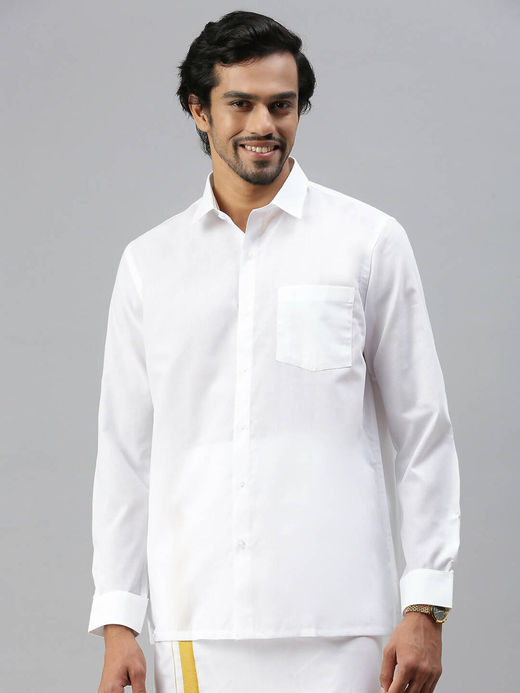 Ramraj Cotton Mens Full Sleeve Formal 100 % Cotton White Shirt