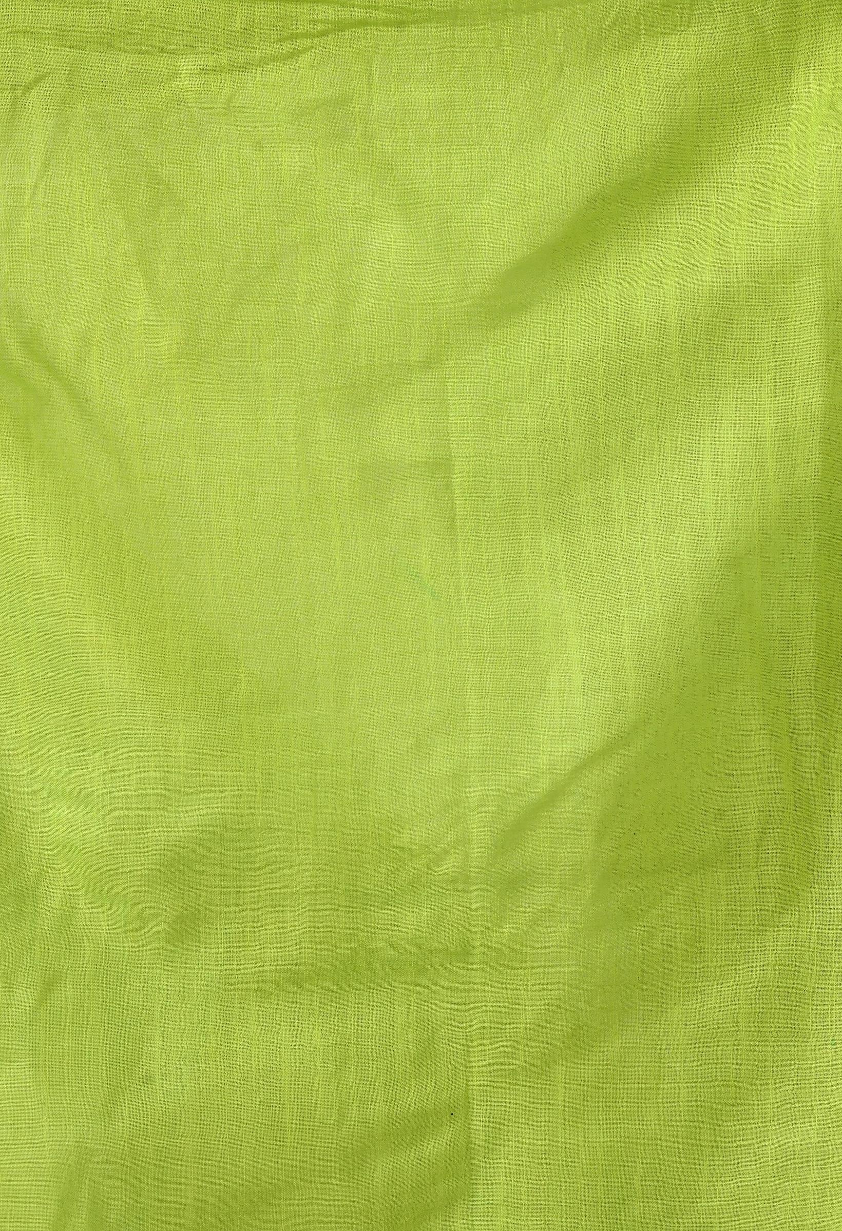 Mominos Fashion Moeza Parrot Green Bhagalpuri Handloom Silk Linen Saree with unstitched Blouse piece